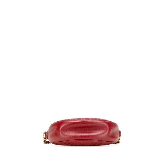 GUCCI Red Leather GG Marmont Shoulder Bag - Picture 3 of 10